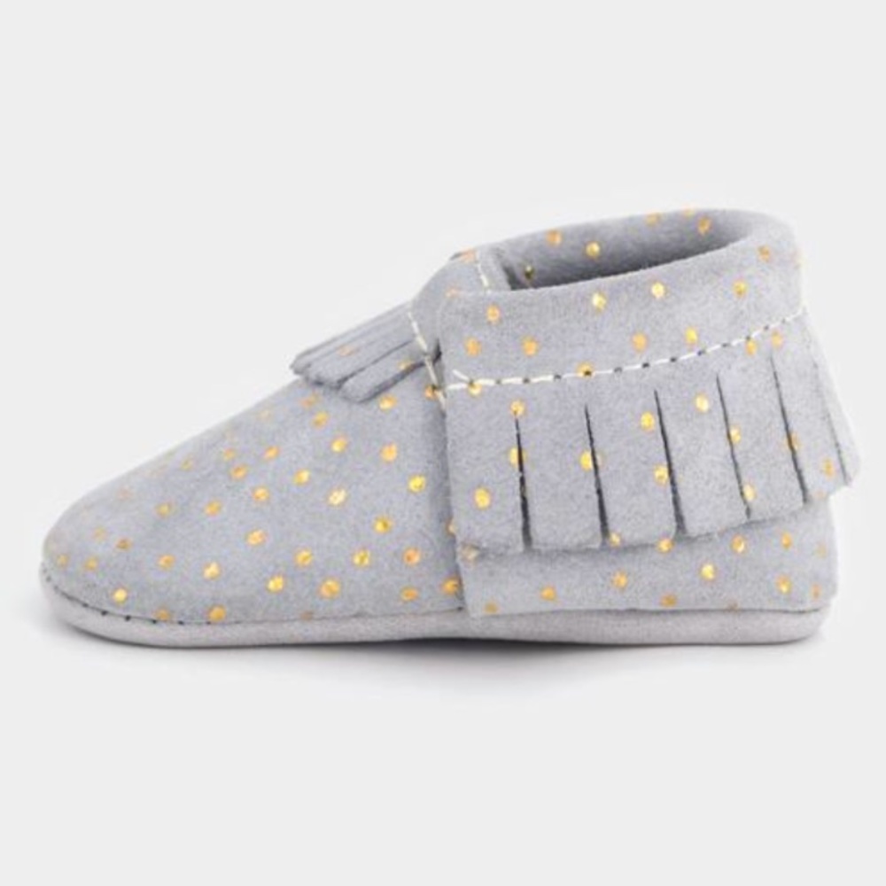 Freshly Picked Gray Gold Confetti Moccasins